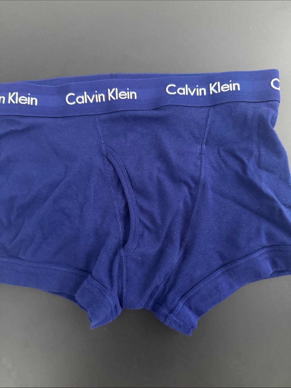 Calvin Klein Navy Blue Cotton Stretch Boxer Briefs with Logo Waistband